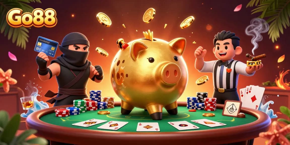 Experience the vibrant world of Go88 with dynamic characters in a thrilling casino scene.