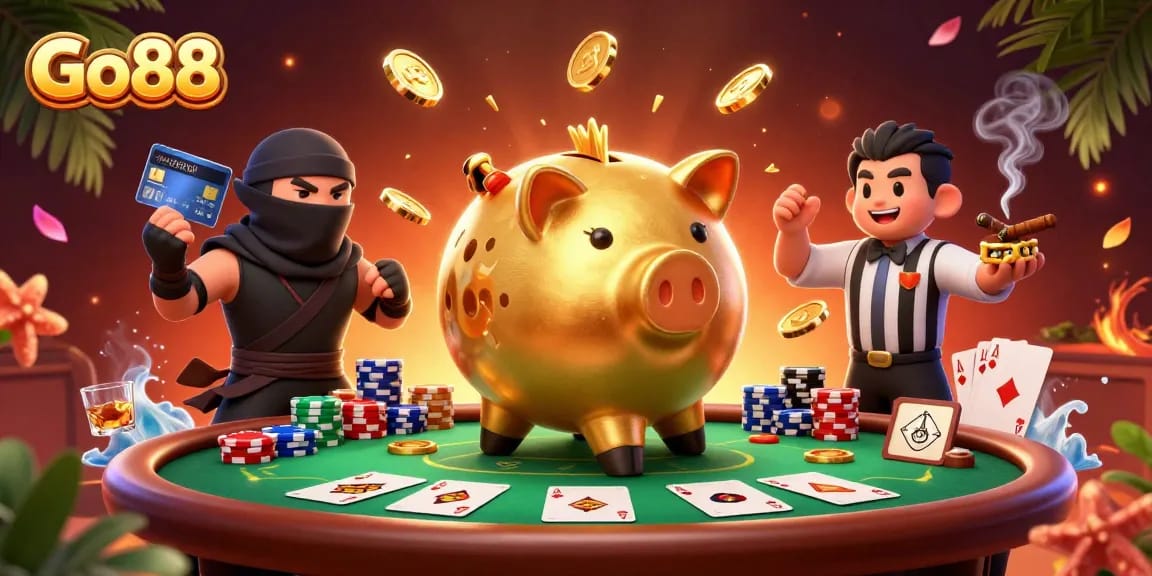 Experience the vibrant world of Go88 with dynamic characters in a thrilling casino scene.