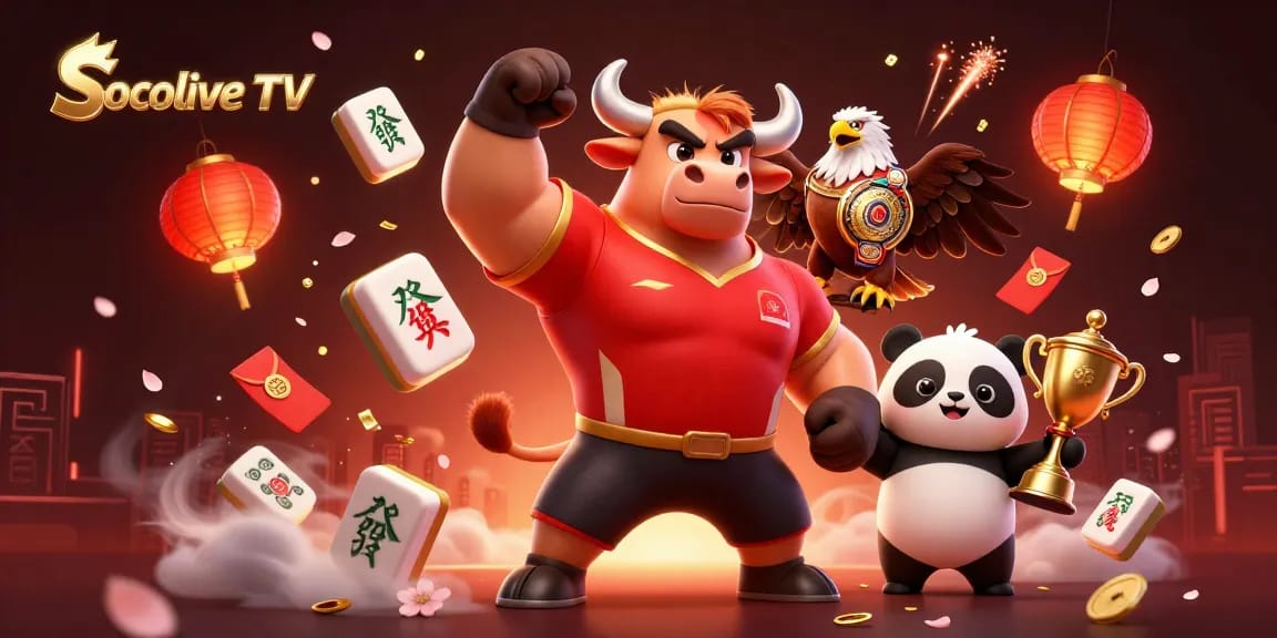 Socolive TV delivers exciting live sports action with vibrant illustrations and engaging characters celebrating victories.