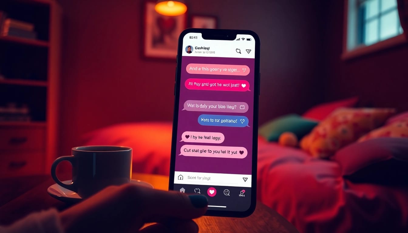 Engaging AI sexting conversation shown on a smartphone screen in an intimate setting