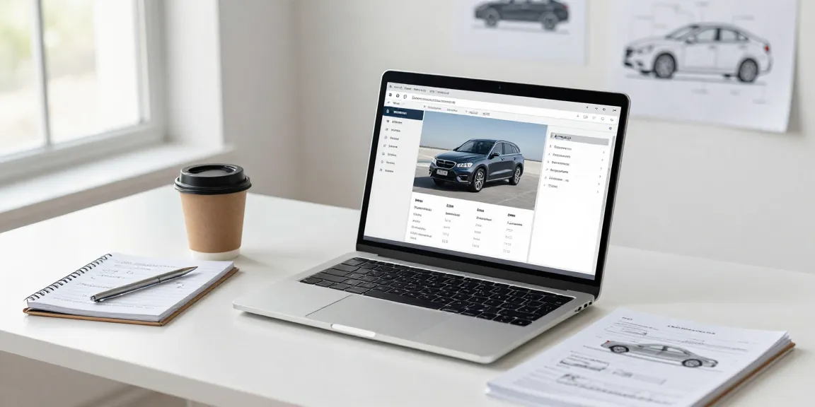 Kfz Sachverständiger Oberhausen arbeitet in modernem Büro mit Fahrzeugbewertungssoftware und technischen Diagrammen.