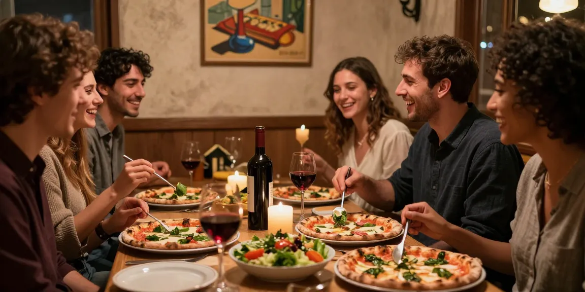 Enjoying pg soft pizza and wine in a cozy Italian pizzeria setting, capturing a vibrant dining experience.