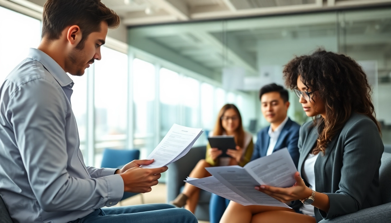 Headhunter IT bewertet Lebensläufe in einem modernen Büro.