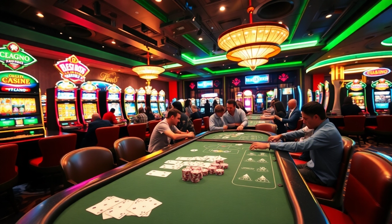 Az online kaszinó játékosai interaktívan játszanak élénk kártyajátékokban és nyerőgépeken.