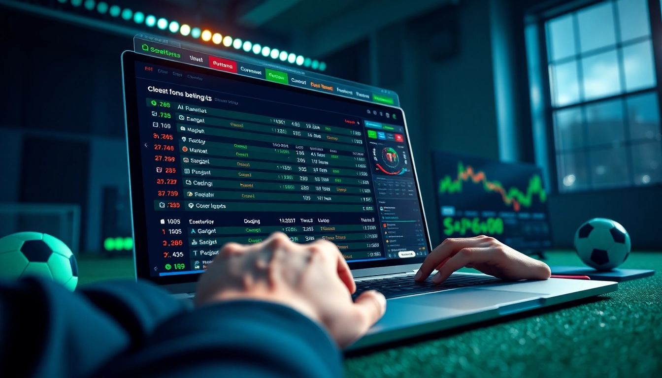 Engaging interface of trang cá cược bóng đá showcasing live betting options and statistics.