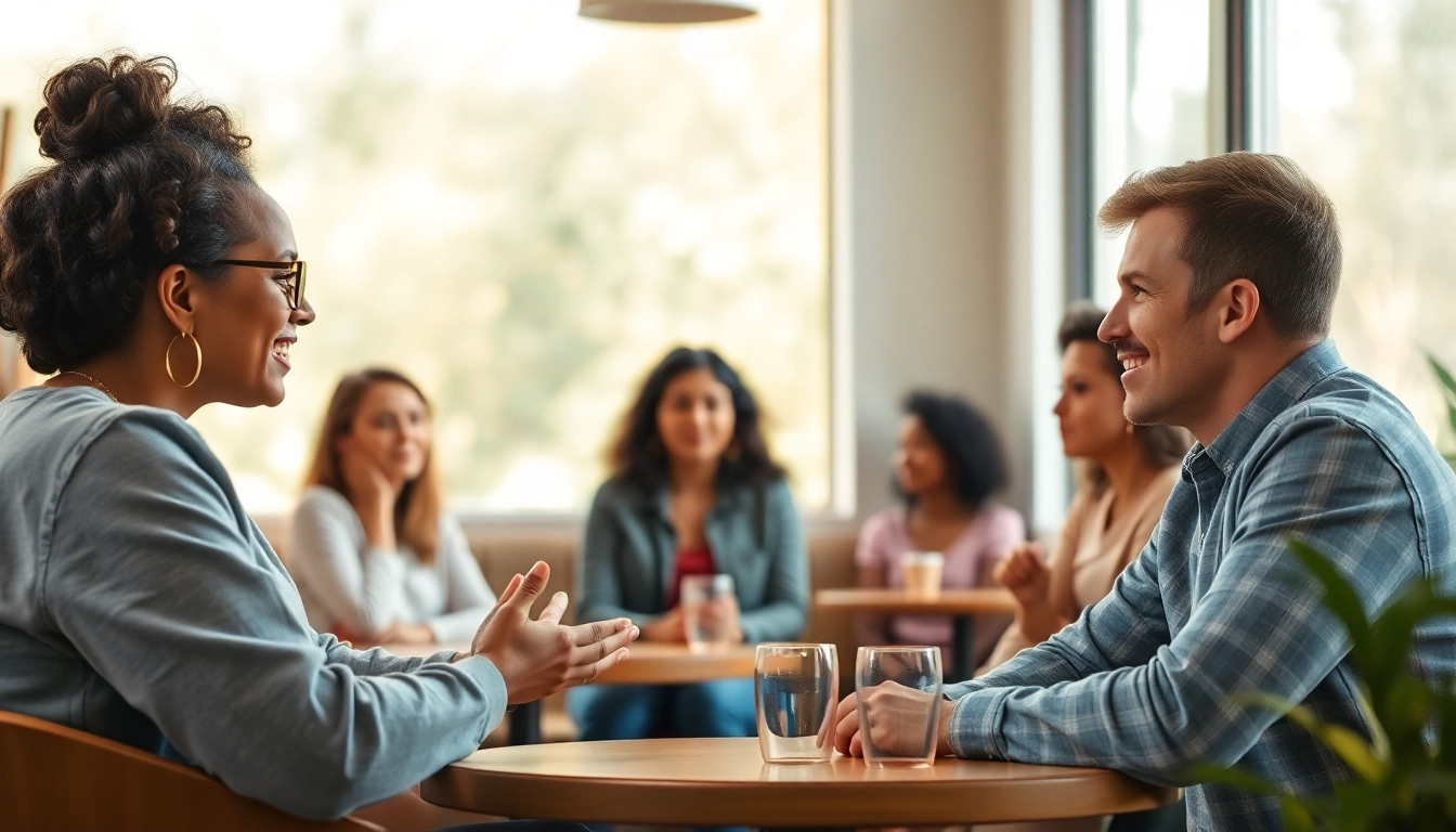 Engage in mental health awareness discussions in a cozy café setting.